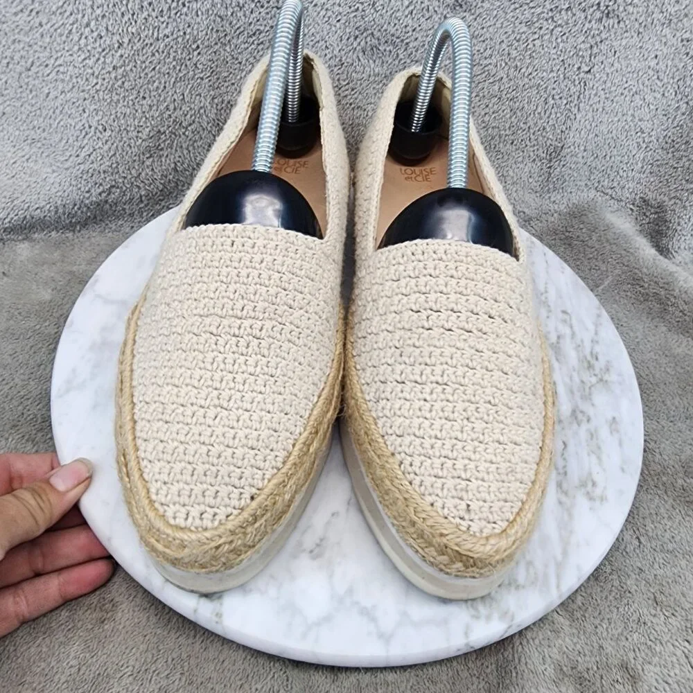 Louise et Cie Shoes Womens Size 8 Calum Cream Crochet Espadrille Flats *GUC*